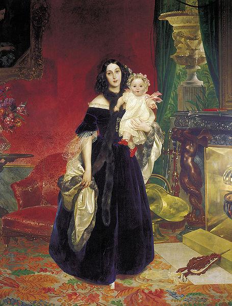 Karl Briullov Portrait of Mariya Arkadyevna Bek with her Daughter oil painting image